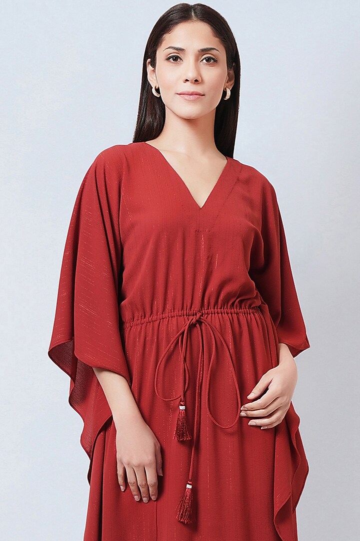 Maroon Lurex Georgette Kaftan by First Resort by Ramola Bachchan at Pernia's Pop Up Shop
