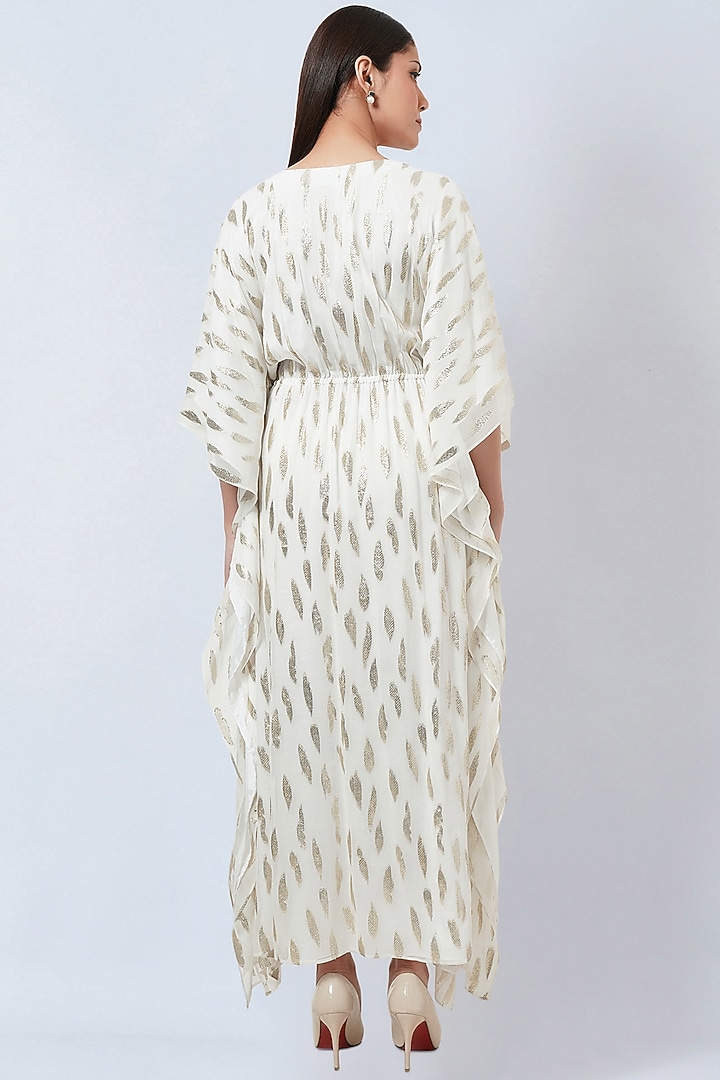 Ivory Lurex Georgette Kaftan by First Resort by Ramola Bachchan at Pernia's Pop Up Shop