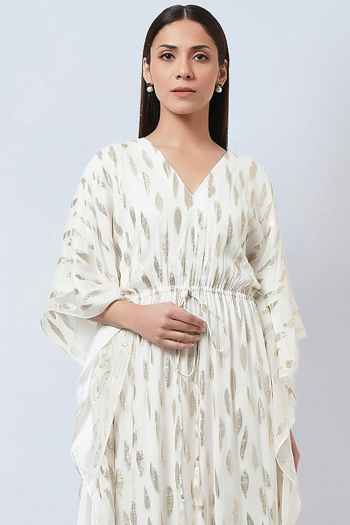 Ivory Lurex Georgette Kaftan by First Resort by Ramola Bachchan at Pernia's Pop Up Shop
