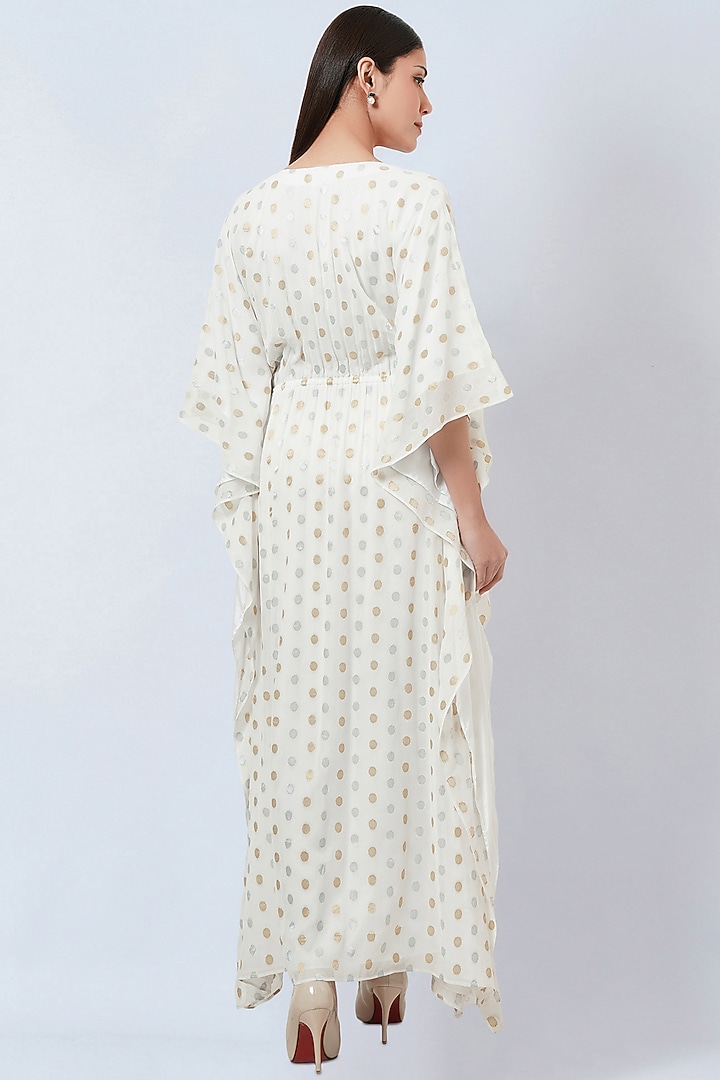 Ivory Lurex Georgette Kaftan by First Resort by Ramola Bachchan at Pernia's Pop Up Shop