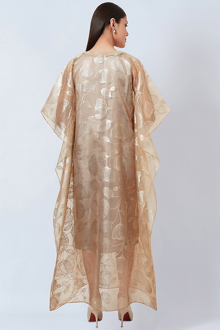 Gold Organza Kaftan by First Resort by Ramola Bachchan at Pernia's Pop Up Shop