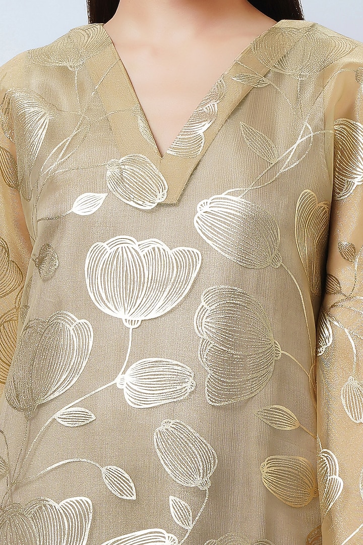 Gold Organza Kaftan by First Resort by Ramola Bachchan at Pernia's Pop Up Shop