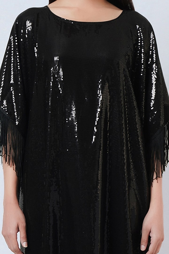 Black Sequins Georgette Kaftan by First Resort by Ramola Bachchan at Pernia's Pop Up Shop