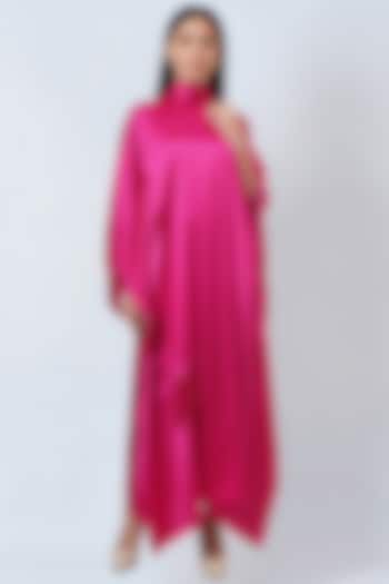 Hot Pink Polyester Satin Kaftan by First Resort by Ramola Bachchan