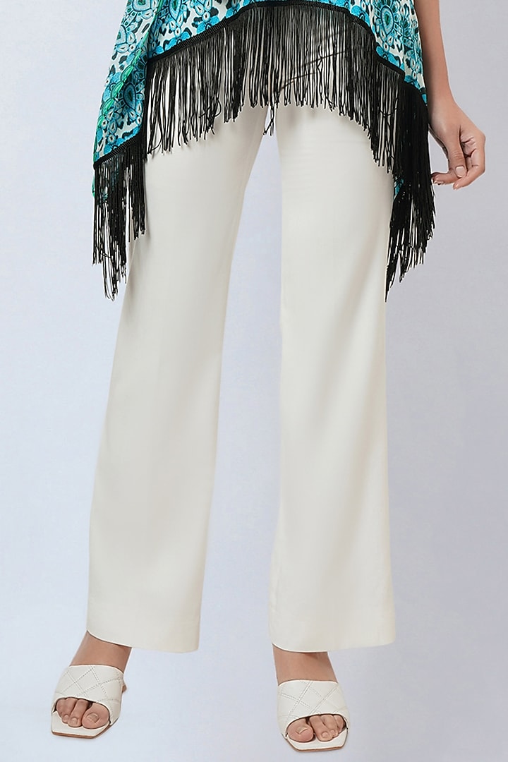 Sky Blue Viscose Crepe Printed & Embellished Kaftan Top by First Resort by Ramola Bachchan at Pernia's Pop Up Shop