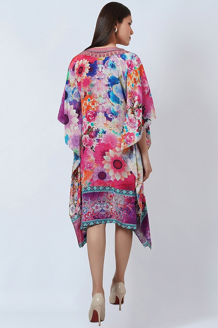 Multi-Colored Silk Crepe Printed Kaftan by First Resort by Ramola Bachchan at Pernia's Pop Up Shop