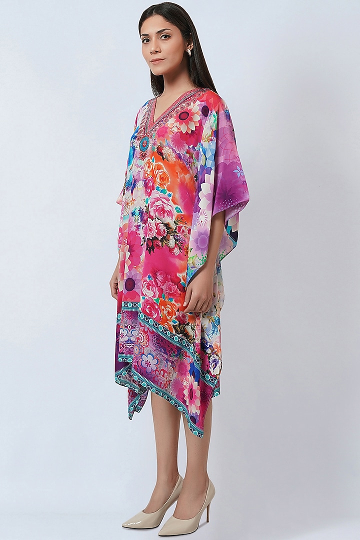 Multi-Colored Silk Crepe Printed Kaftan by First Resort by Ramola Bachchan at Pernia's Pop Up Shop