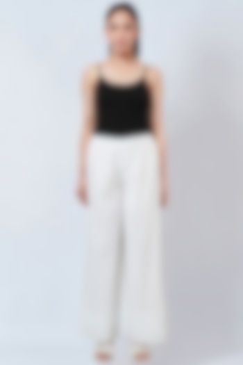 White Cotton Cambric Embroidered Pants by First Resort by Ramola Bachchan
