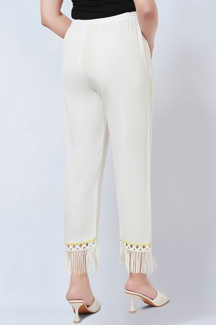 White Rayon Flex Pants by First Resort by Ramola Bachchan at Pernia's Pop Up Shop