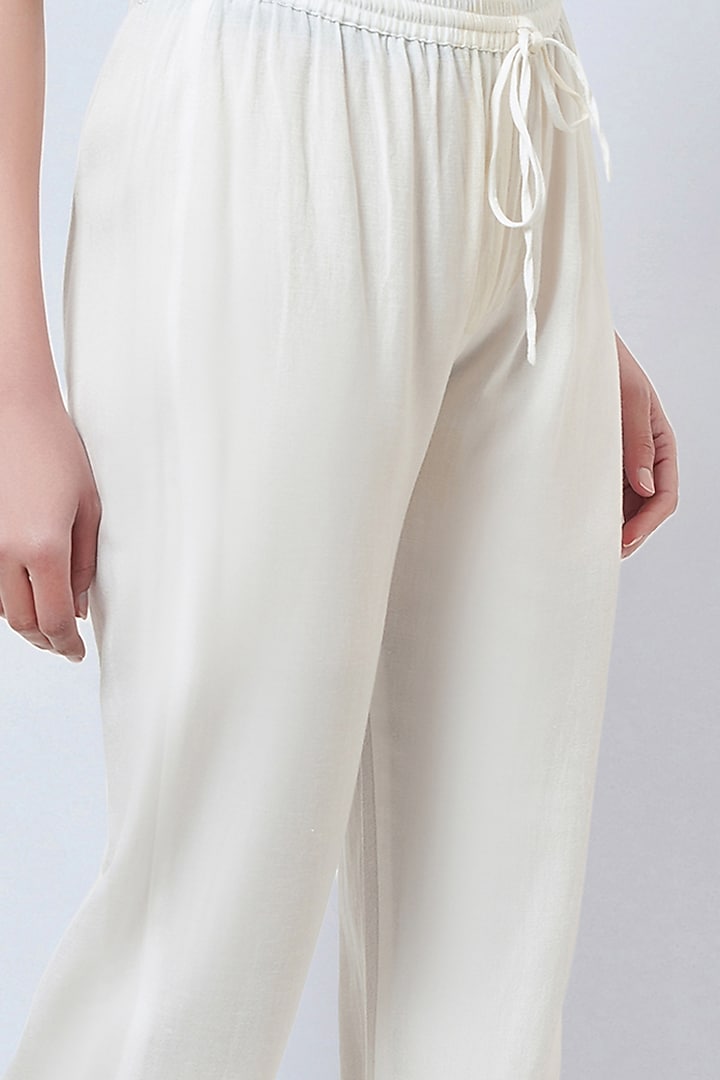 White Rayon Flex Pants by First Resort by Ramola Bachchan at Pernia's Pop Up Shop