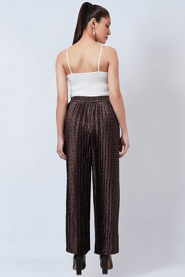 Brown Polyester Satin Printed Palazzo Pants by First Resort by Ramola Bachchan at Pernia's Pop Up Shop