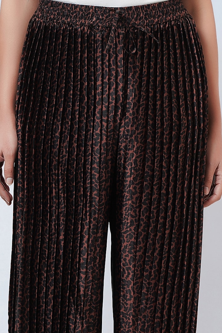Brown Polyester Satin Printed Palazzo Pants by First Resort by Ramola Bachchan at Pernia's Pop Up Shop