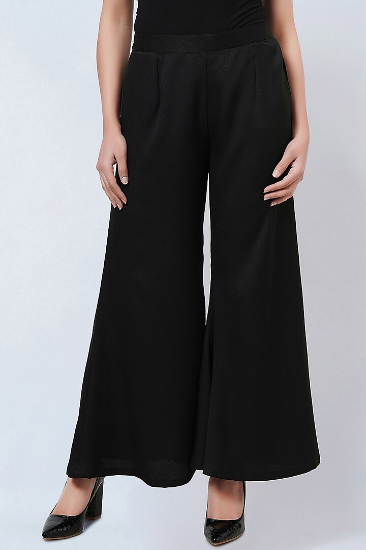 Black Banana Crepe Bell Bottom Pants by First Resort by Ramola Bachchan at Pernia's Pop Up Shop