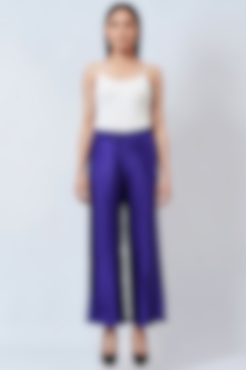Purple Polyester Satin Palazzo Pants by First Resort by Ramola Bachchan