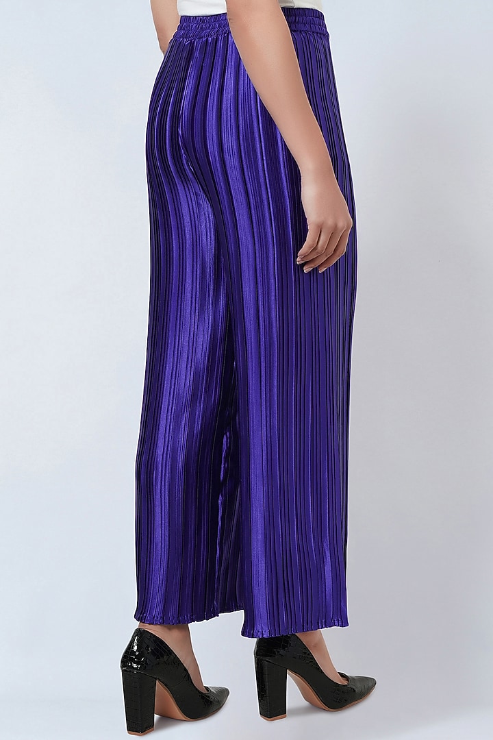 Purple Polyester Satin Palazzo Pants by First Resort by Ramola Bachchan at Pernia's Pop Up Shop