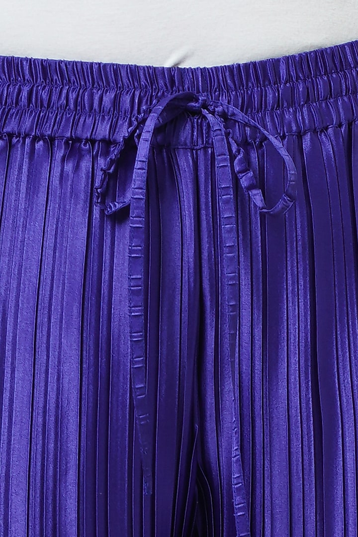 Purple Polyester Satin Palazzo Pants by First Resort by Ramola Bachchan at Pernia's Pop Up Shop