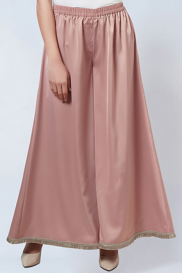 Blush Pink Polyester Crepe Wide-Leg Pants by First Resort by Ramola  Bachchan at Pernia's Pop Up Shop