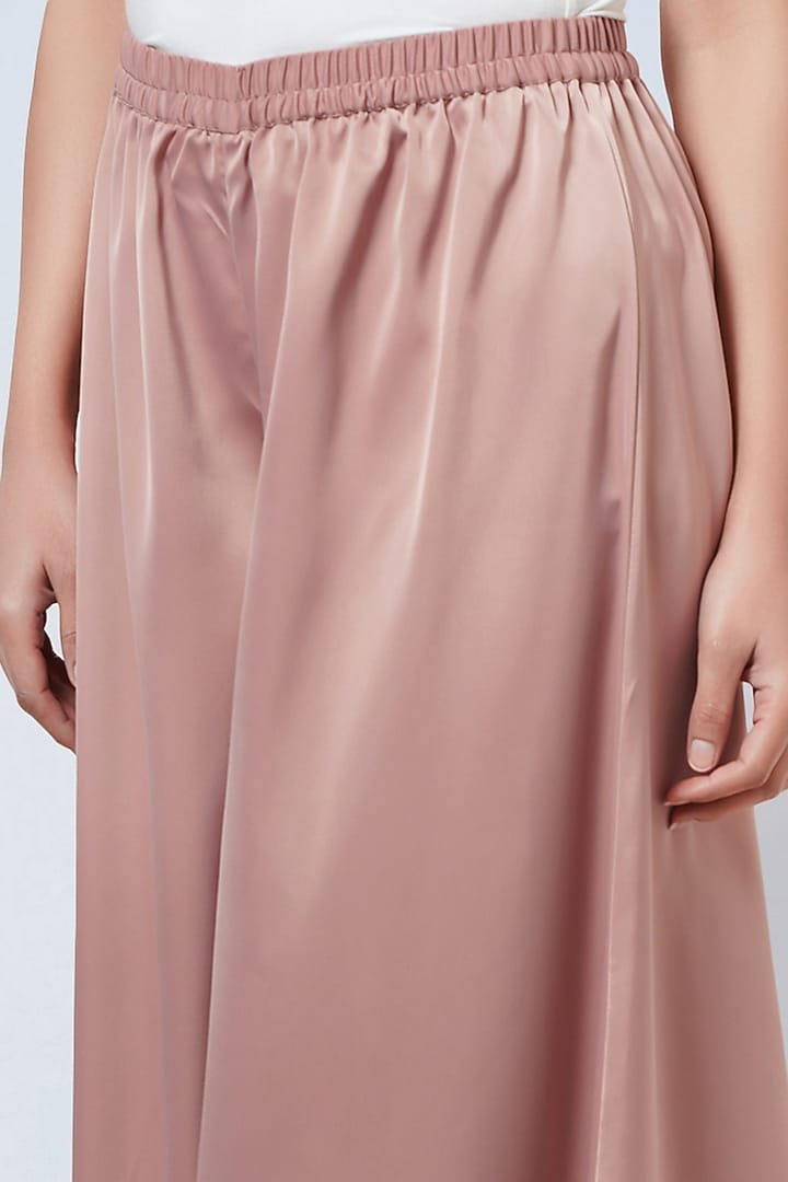 Blush Pink Polyester Crepe Wide-Leg Pants by First Resort by Ramola Bachchan at Pernia's Pop Up Shop