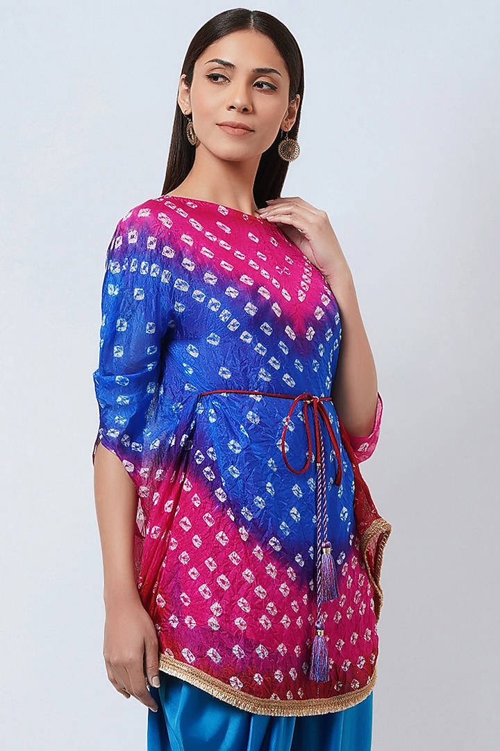 Multi-Colored Taffeta Silk & Bemberg Satin Printed Tunic Set by First Resort by Ramola Bachchan at Pernia's Pop Up Shop