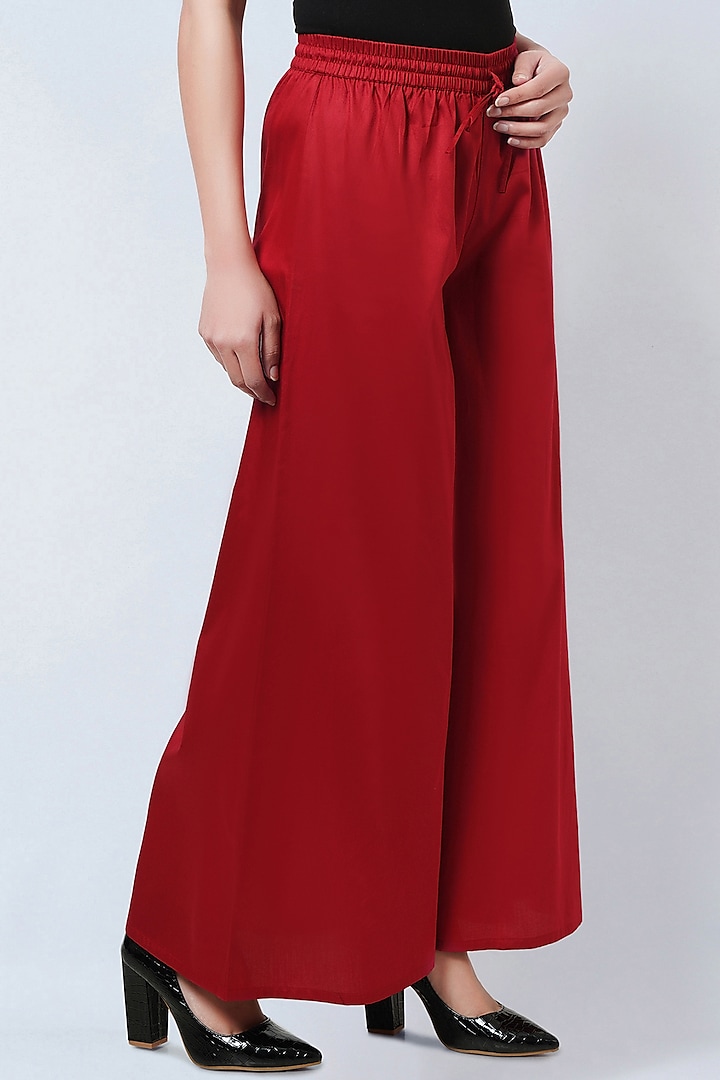 Red Cotton Satin Co-Ord Set by First Resort by Ramola Bachchan at Pernia's Pop Up Shop