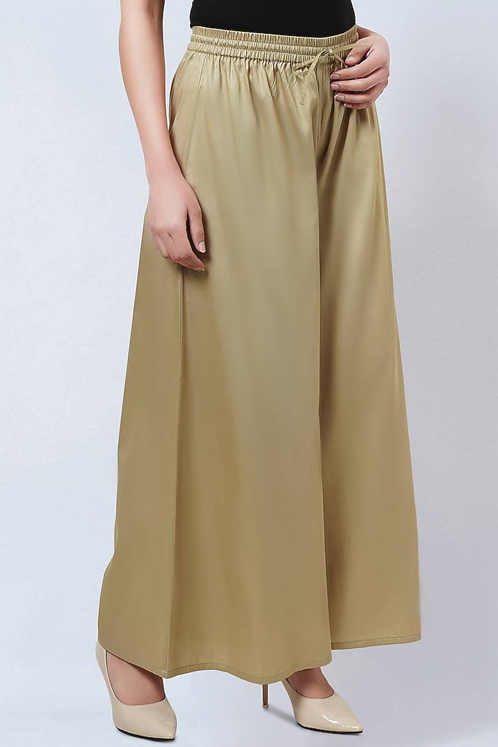 Beige Cotton Satin Co-Ord Set by First Resort by Ramola Bachchan at Pernia's Pop Up Shop