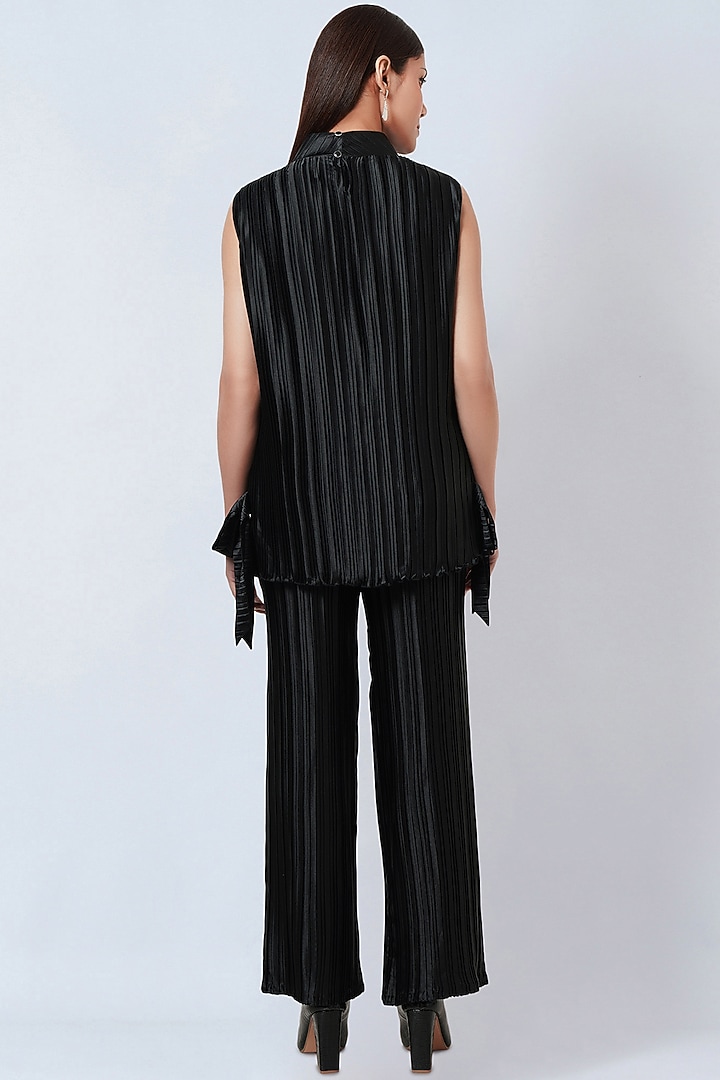 Black Polyester Satin Co-Ord Set by First Resort by Ramola Bachchan at Pernia's Pop Up Shop
