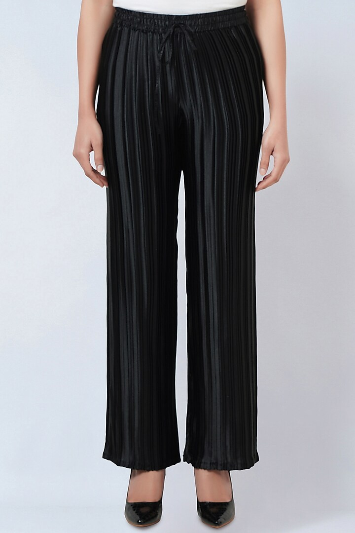 Black Polyester Satin Co-Ord Set by First Resort by Ramola Bachchan at Pernia's Pop Up Shop