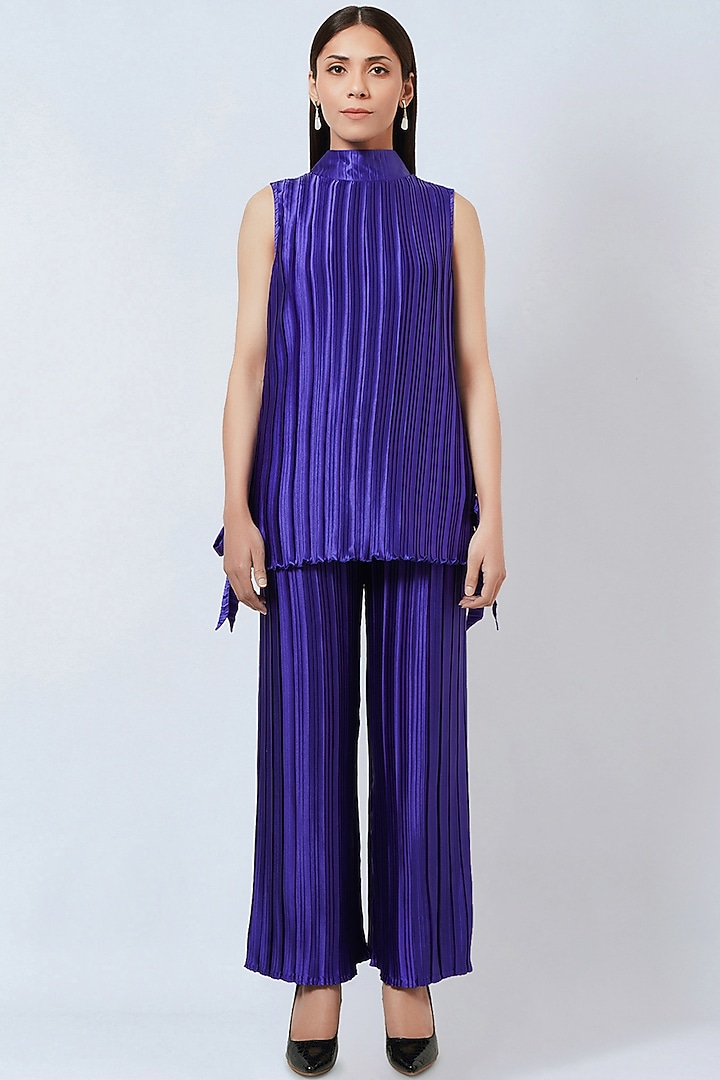 Purple Polyester Satin Co-Ord Set by First Resort by Ramola Bachchan at Pernia's Pop Up Shop
