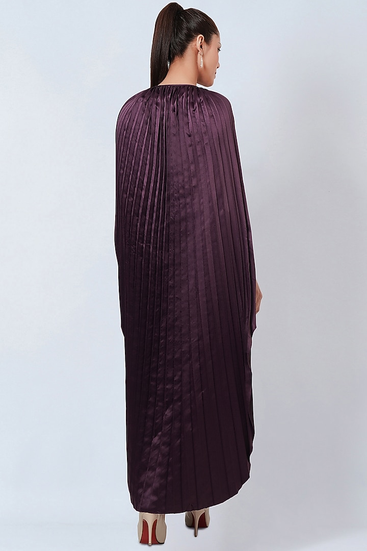 Purple Polyester Satin Kaftan Set by First Resort by Ramola Bachchan at Pernia's Pop Up Shop