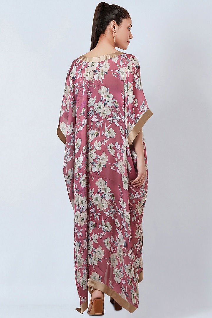 Blush Pink Satin Georgette Printed Kaftan Set by First Resort by Ramola Bachchan at Pernia's Pop Up Shop