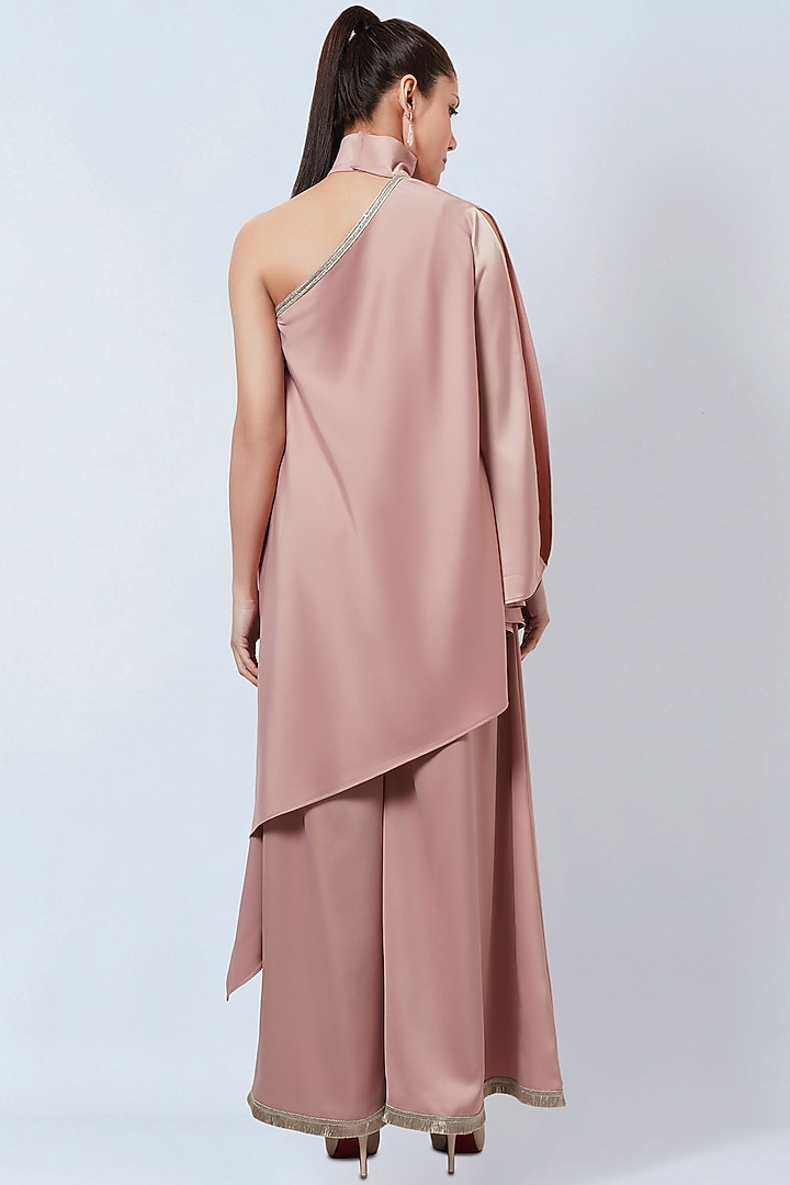 Blush Pink Polyester Crepe Tunic Set by First Resort by Ramola Bachchan at Pernia's Pop Up Shop