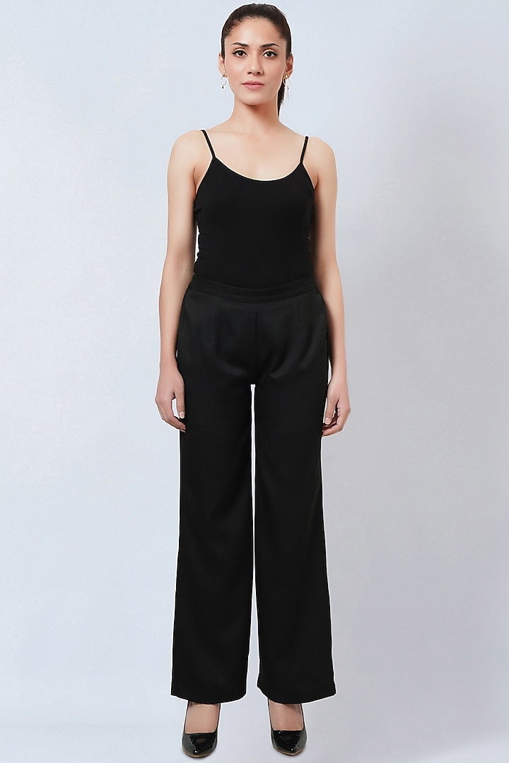 Black Viscose Crepe Floral Printed Pant Set by First Resort by Ramola Bachchan at Pernia's Pop Up Shop