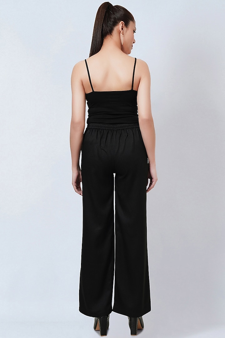 Black Viscose Crepe Floral Printed Pant Set by First Resort by Ramola Bachchan at Pernia's Pop Up Shop