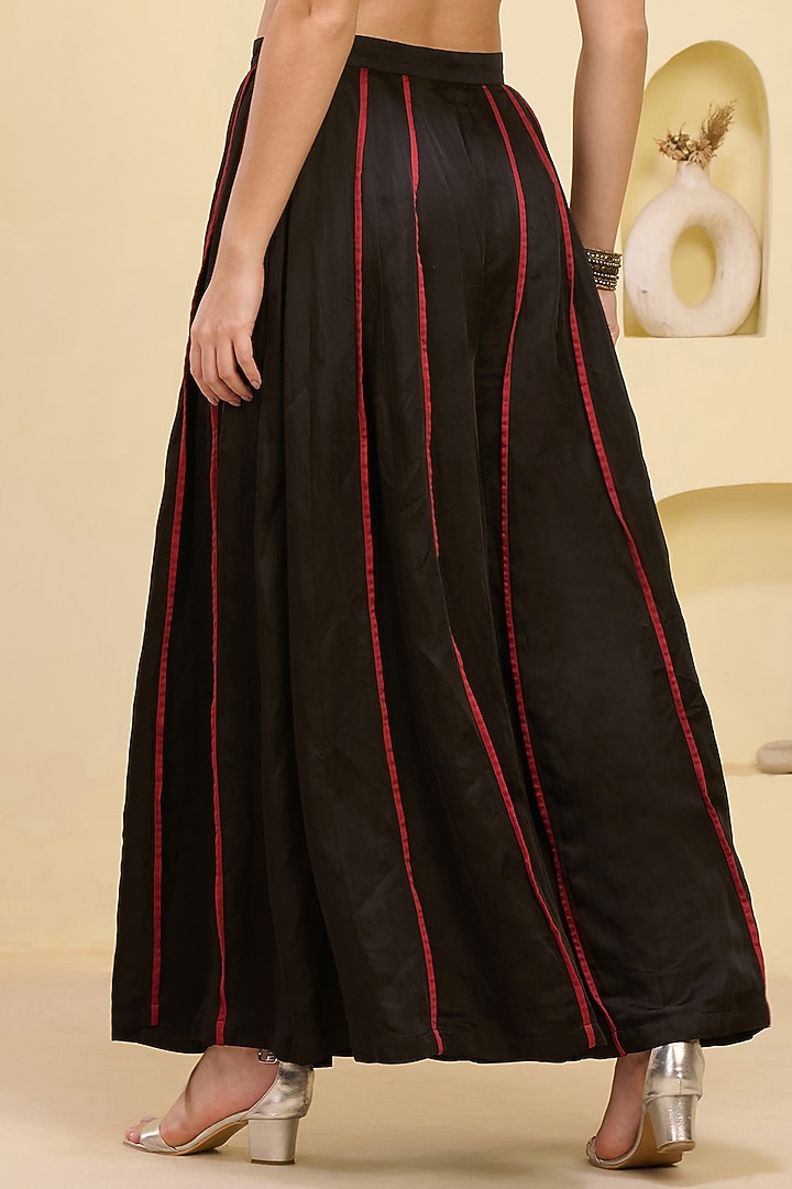Red Cotton Satin & Linen Satin Hand Embroidered Asymmetric Kurta Set by First Resort by Ramola Bachchan at Pernia's Pop Up Shop