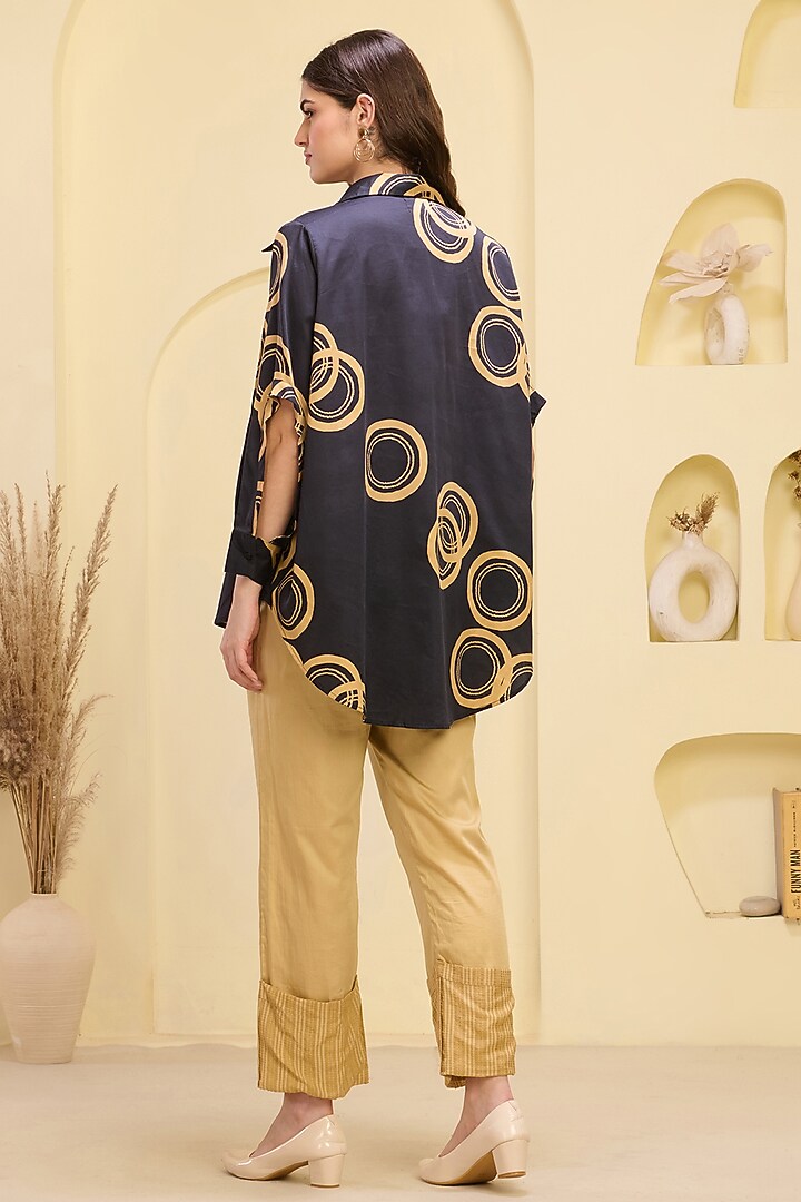 Golden Cotton Satin & Banana Crepe Pant Set by First Resort by Ramola Bachchan at Pernia's Pop Up Shop