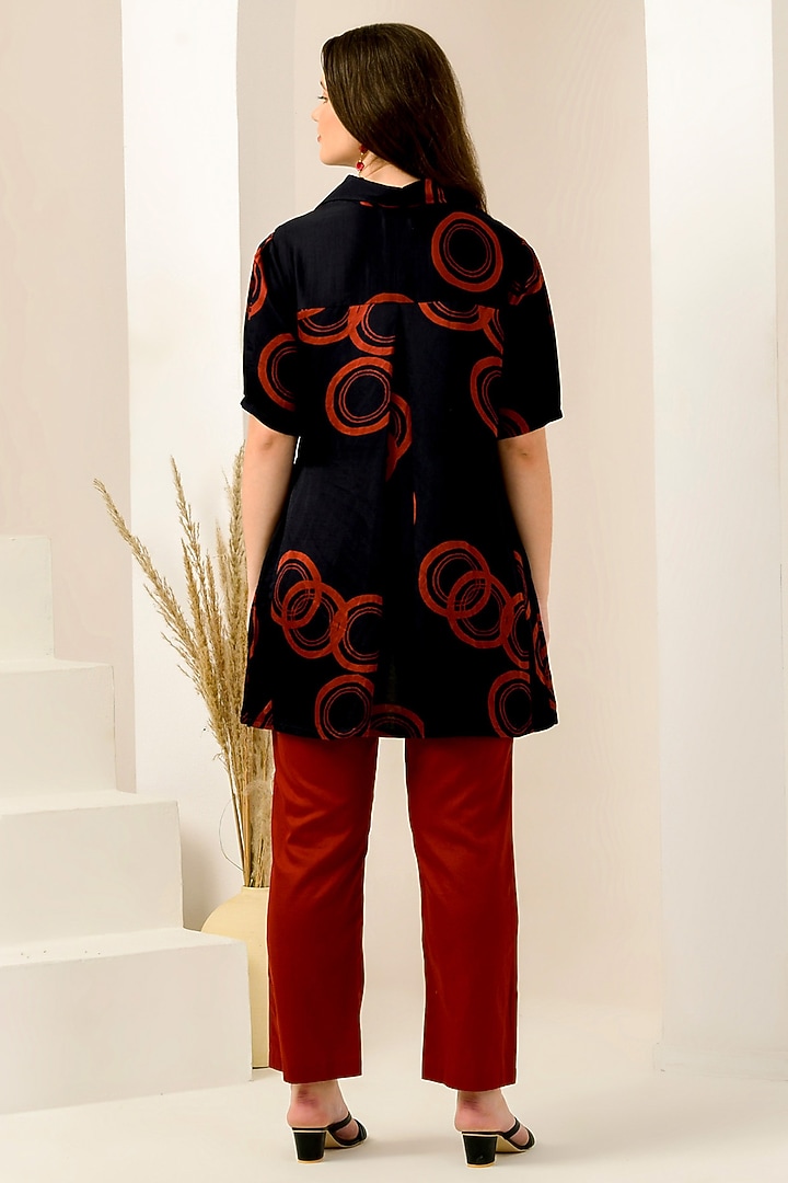 Red Cotton Satin & Linen Satin Hand Embroidered Pant Set by First Resort by Ramola Bachchan at Pernia's Pop Up Shop