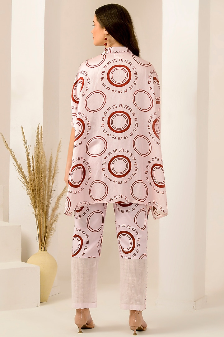 Pink & Red Linen Satin Printed Co-Ord Set by First Resort by Ramola Bachchan at Pernia's Pop Up Shop