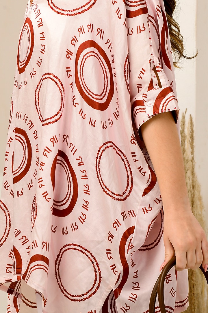 Pink & Red Linen Satin Printed Co-Ord Set by First Resort by Ramola Bachchan at Pernia's Pop Up Shop