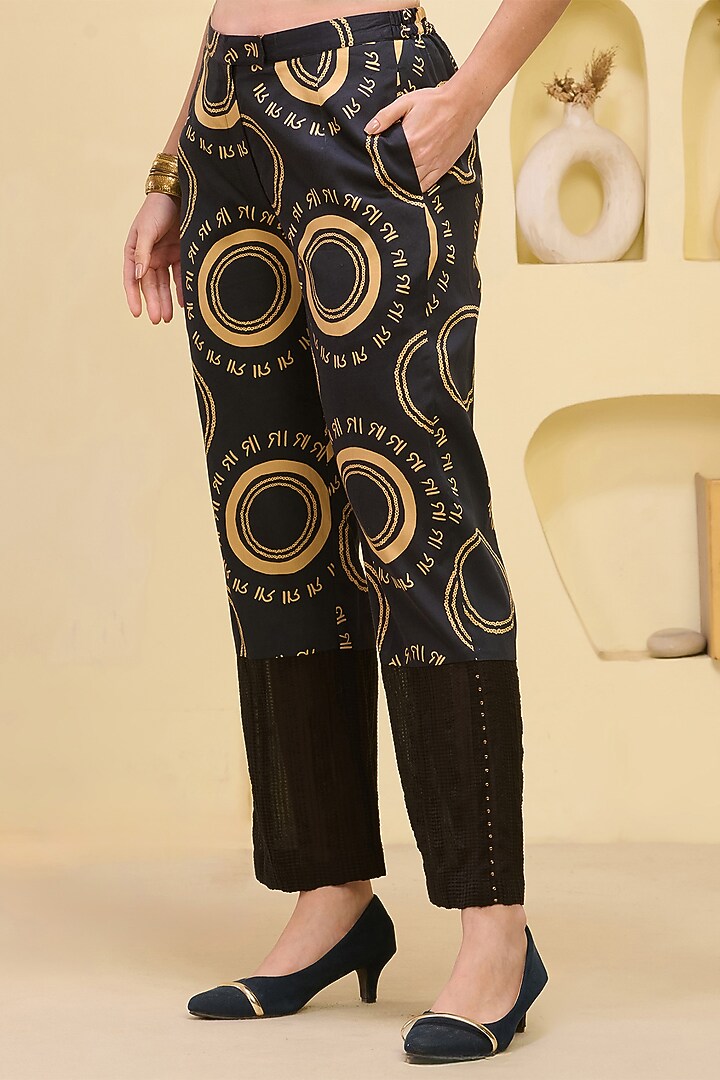 Black & Golden Linen Satin Printed Co-Ord Set by First Resort by Ramola Bachchan at Pernia's Pop Up Shop