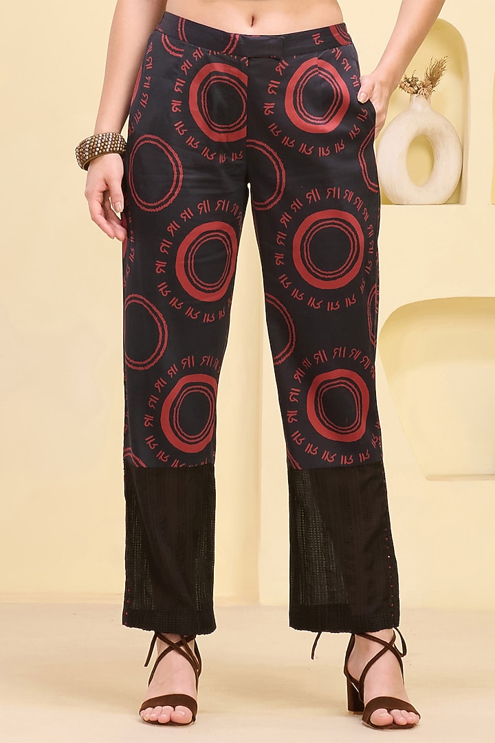 Black & Red Linen Satin Printed Co-Ord Set by First Resort by Ramola Bachchan at Pernia's Pop Up Shop