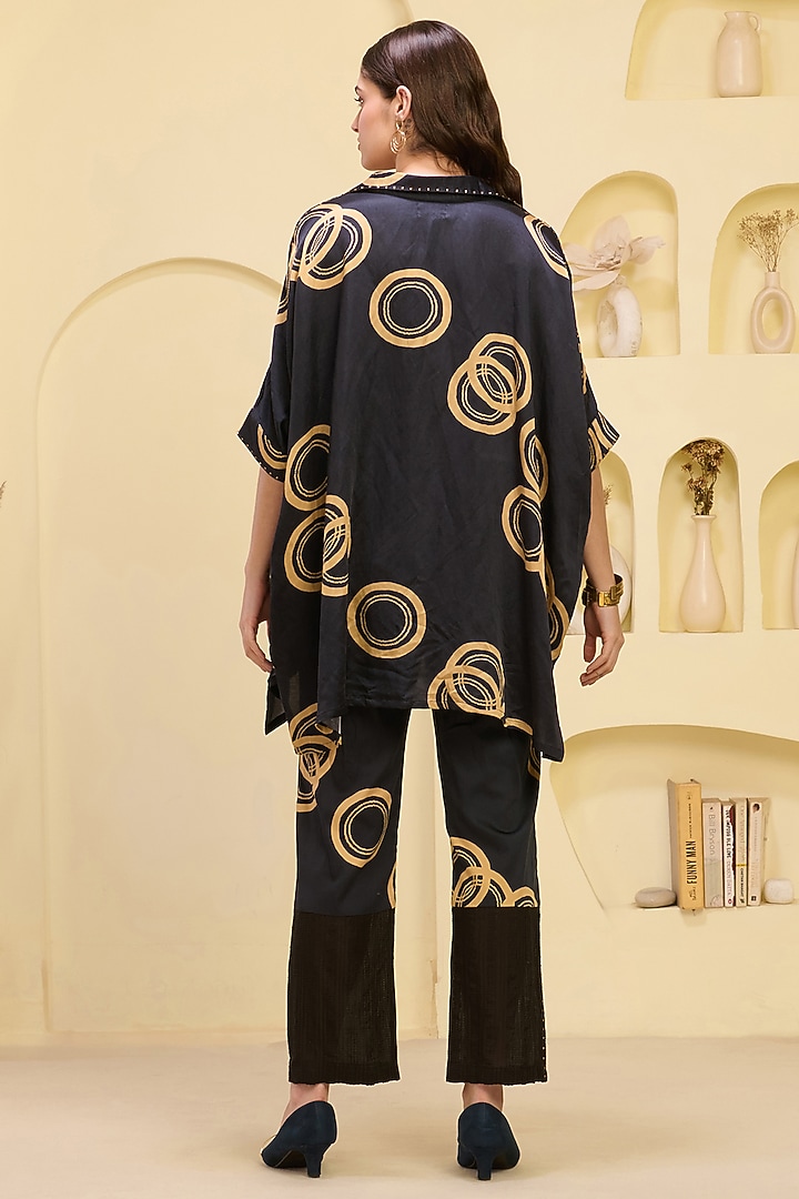Black & Golden Linen Satin Printed Co-Ord Set by First Resort by Ramola Bachchan at Pernia's Pop Up Shop