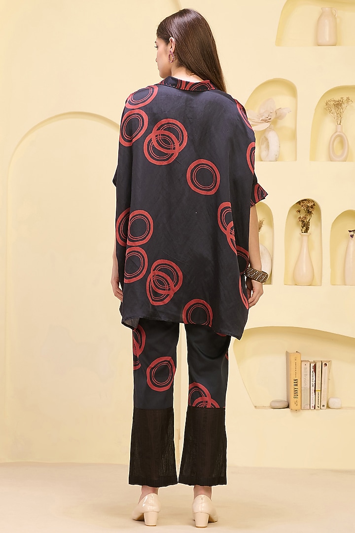 Black & Red Linen Satin Printed Co-Ord Set by First Resort by Ramola Bachchan at Pernia's Pop Up Shop
