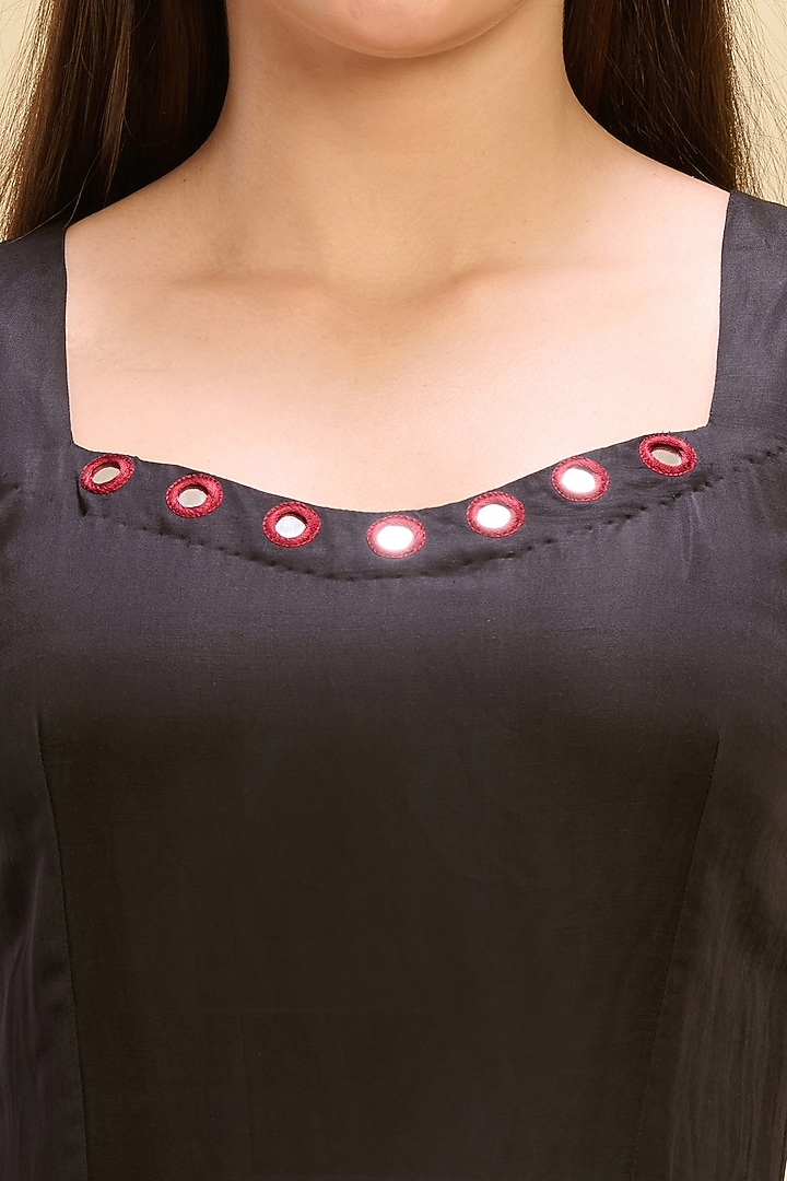 Black Linen Satin Boat Applique Maxi Summer Dress by First Resort by Ramola Bachchan at Pernia's Pop Up Shop