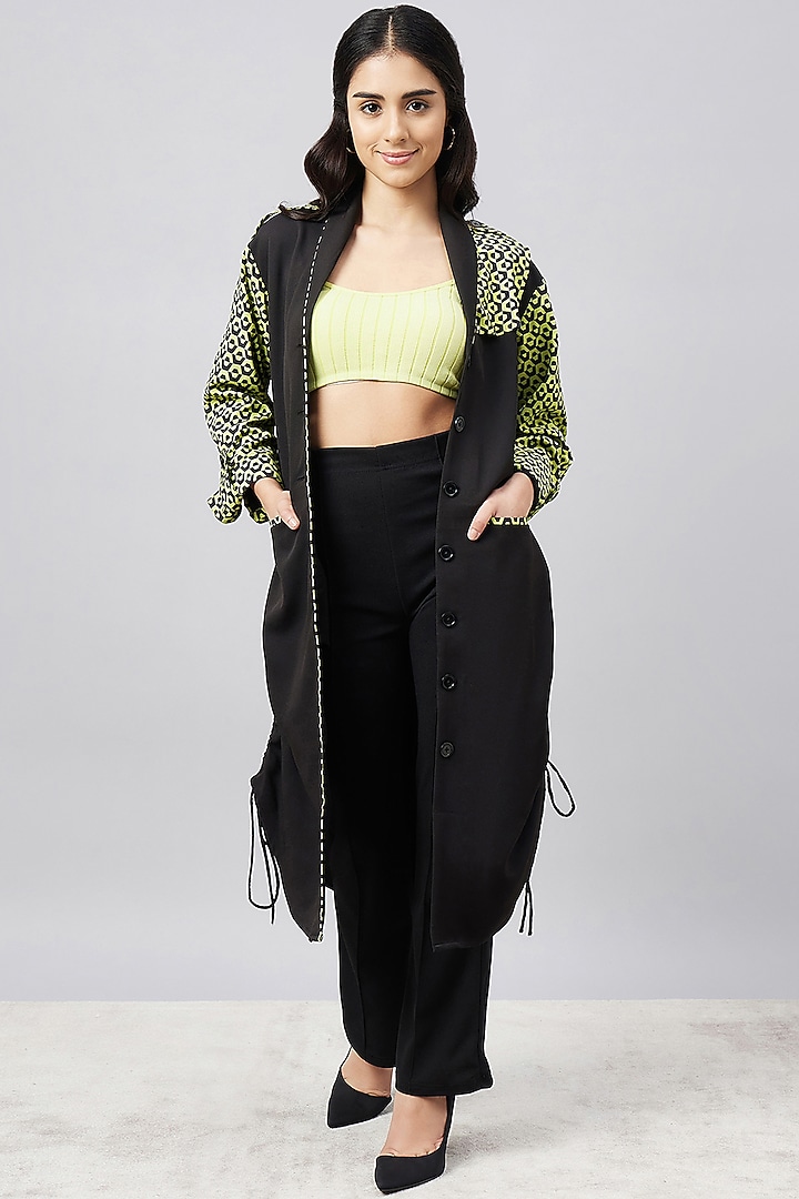 Black & Green Silk Crepe Printed Summer Shirt Dress With Belt by First Resort by Ramola Bachchan at Pernia's Pop Up Shop
