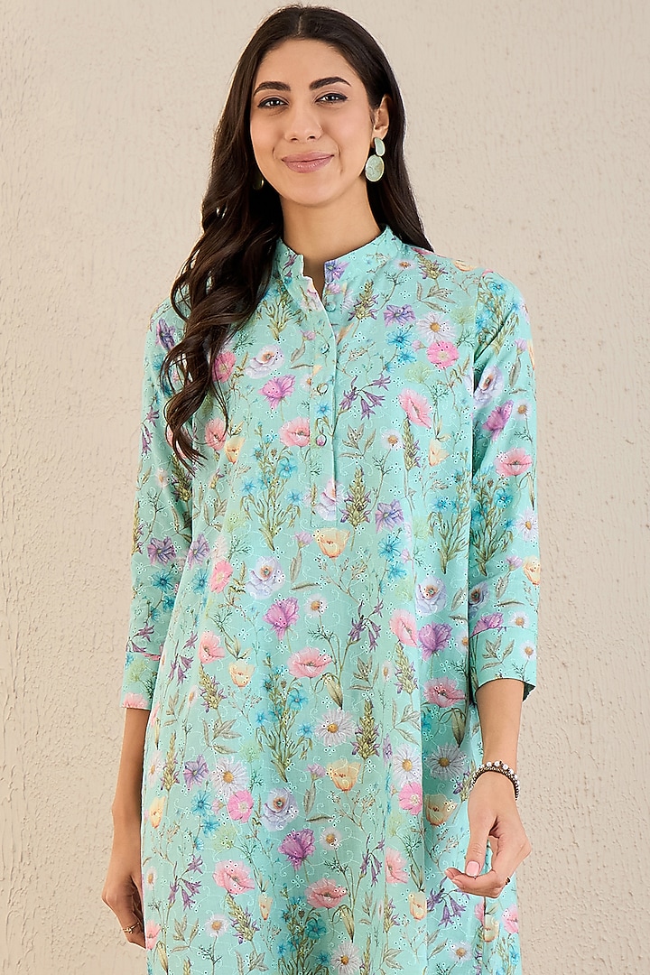 Aqua Marine Cotton & Cotton Voile Floral Printed A-Line Mini Dress by First  Resort by Ramola Bachchan at Pernia's Pop Up Shop 2026