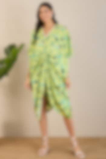 Yellow & Lime Bemberg Modal Satin Floral Printed Kaftan by First Resort by Ramola Bachchan at Pernia's Pop Up Shop