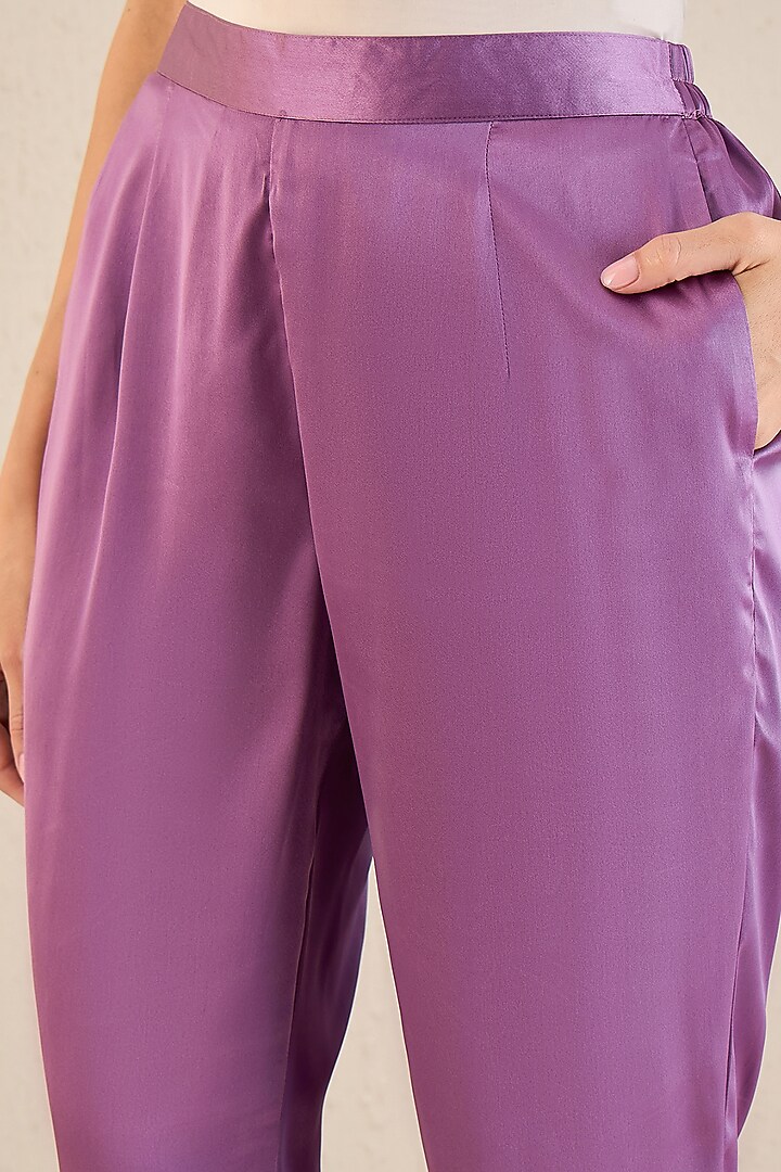 Lilac Polyester Satin Embellished Co-Ord Set by First Resort by Ramola Bachchan at Pernia's Pop Up Shop