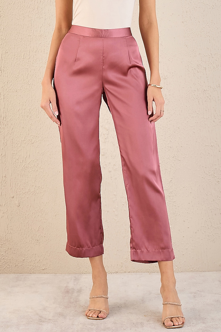 Old Rose Polyester Satin Embellished Co-Ord Set by First Resort by Ramola Bachchan at Pernia's Pop Up Shop