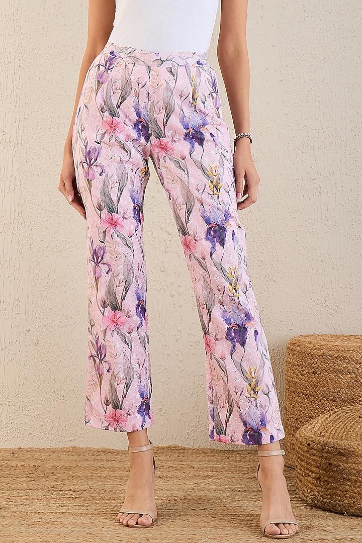 Baby Pink & Mauve Cotton Botanical Printed Co-Ord Set by First Resort by Ramola Bachchan at Pernia's Pop Up Shop
