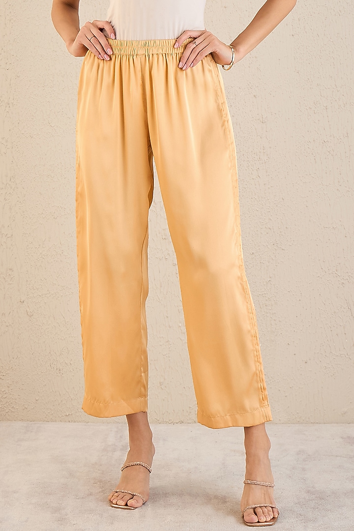 Golden Yellow Polyester Satin Co-Ord Set by First Resort by Ramola Bachchan at Pernia's Pop Up Shop